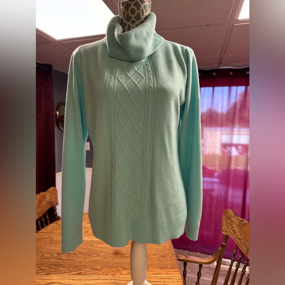 Karen Scott XL teal turtleneck sweater